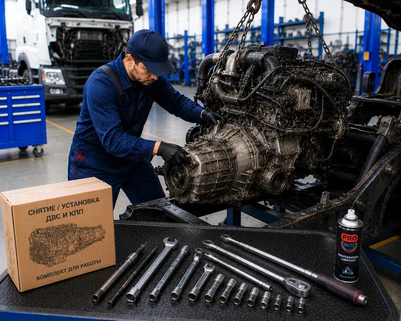 Установка двигателя и коробки передач на грузовой автомобиль в Домодедово