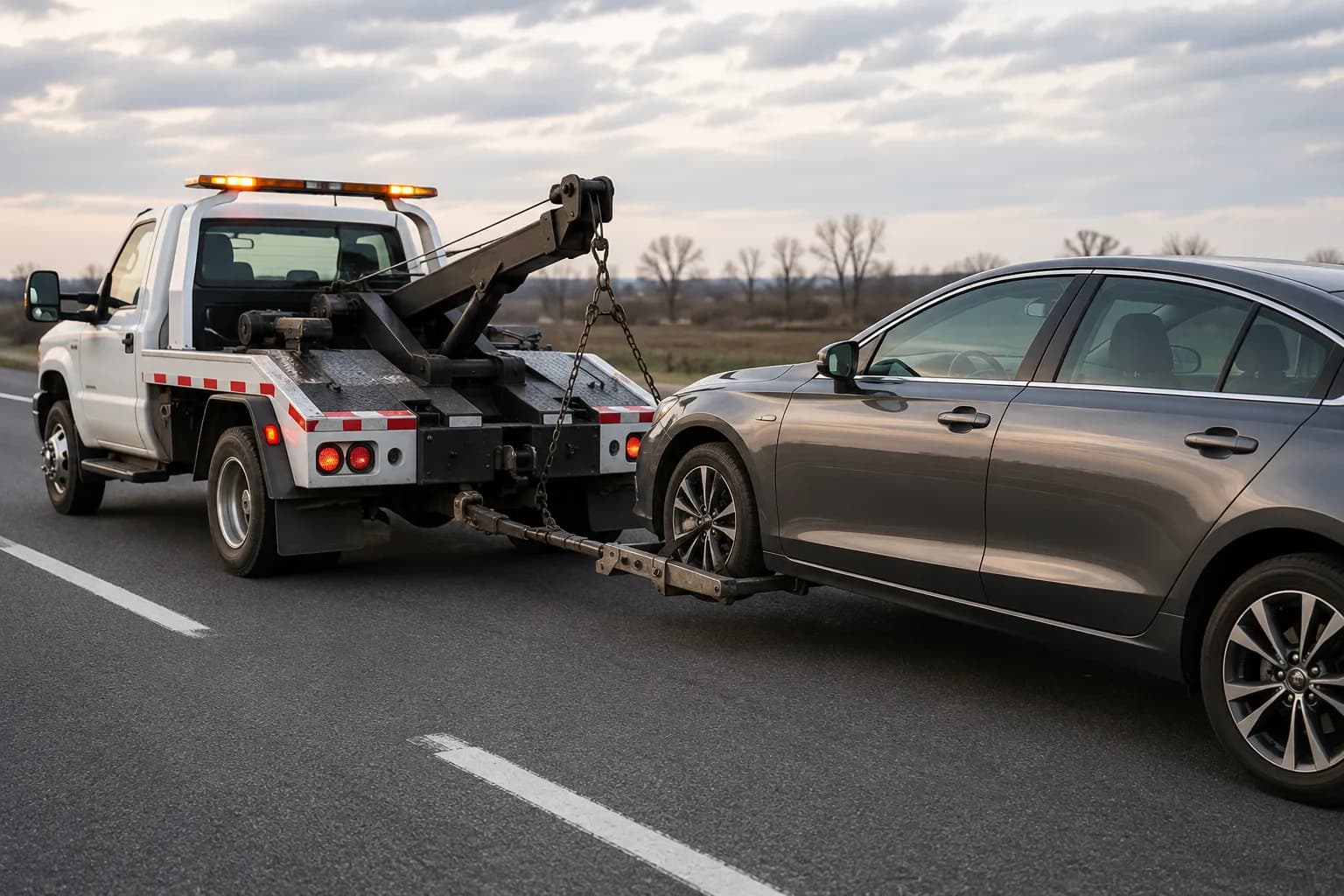 Автомобиль с автоматической коробкой передач, подготовленный к безопасной перевозке на эвакуаторе