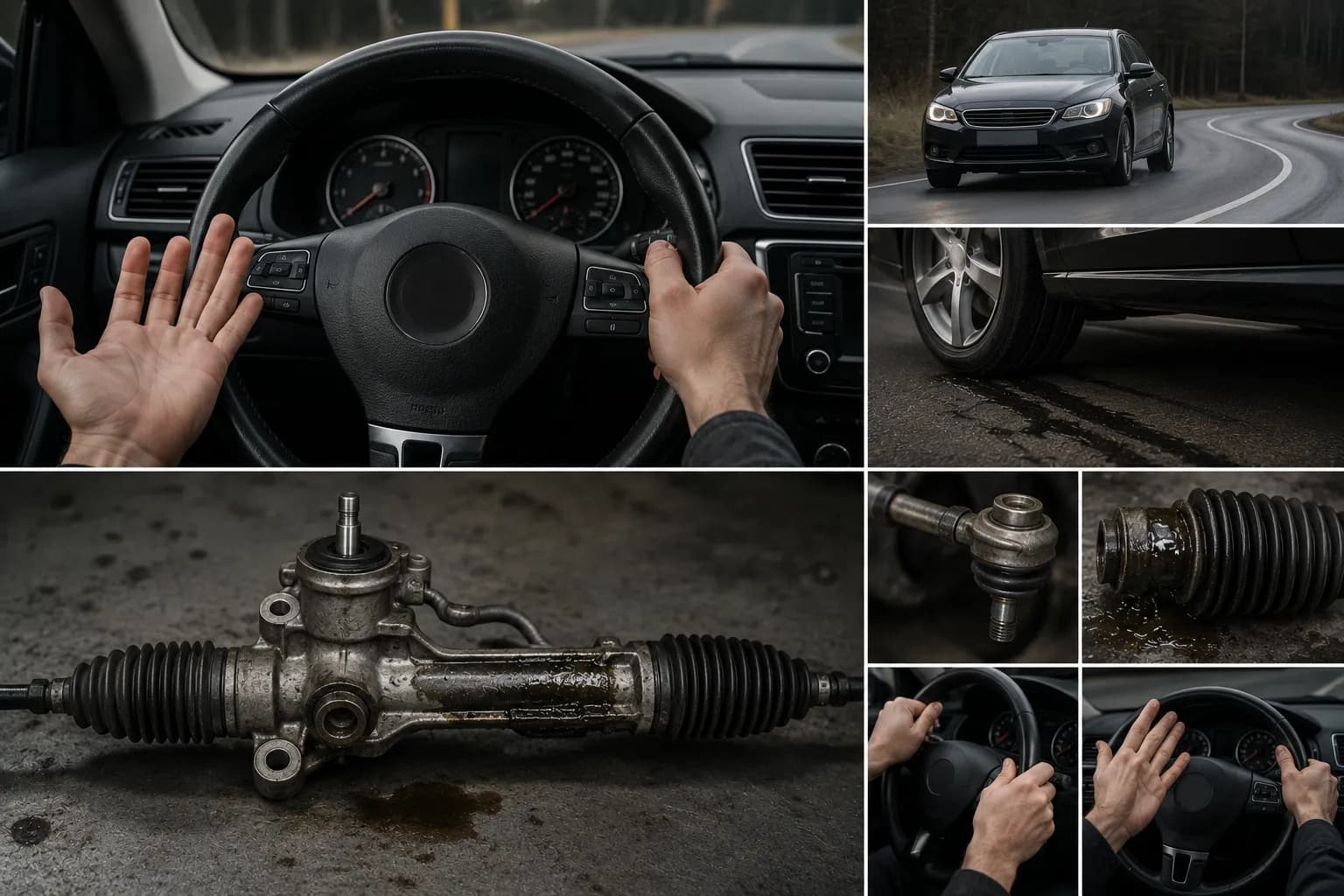 Проверка рулевой рейки автомобиля на подъёмнике в автосервисе