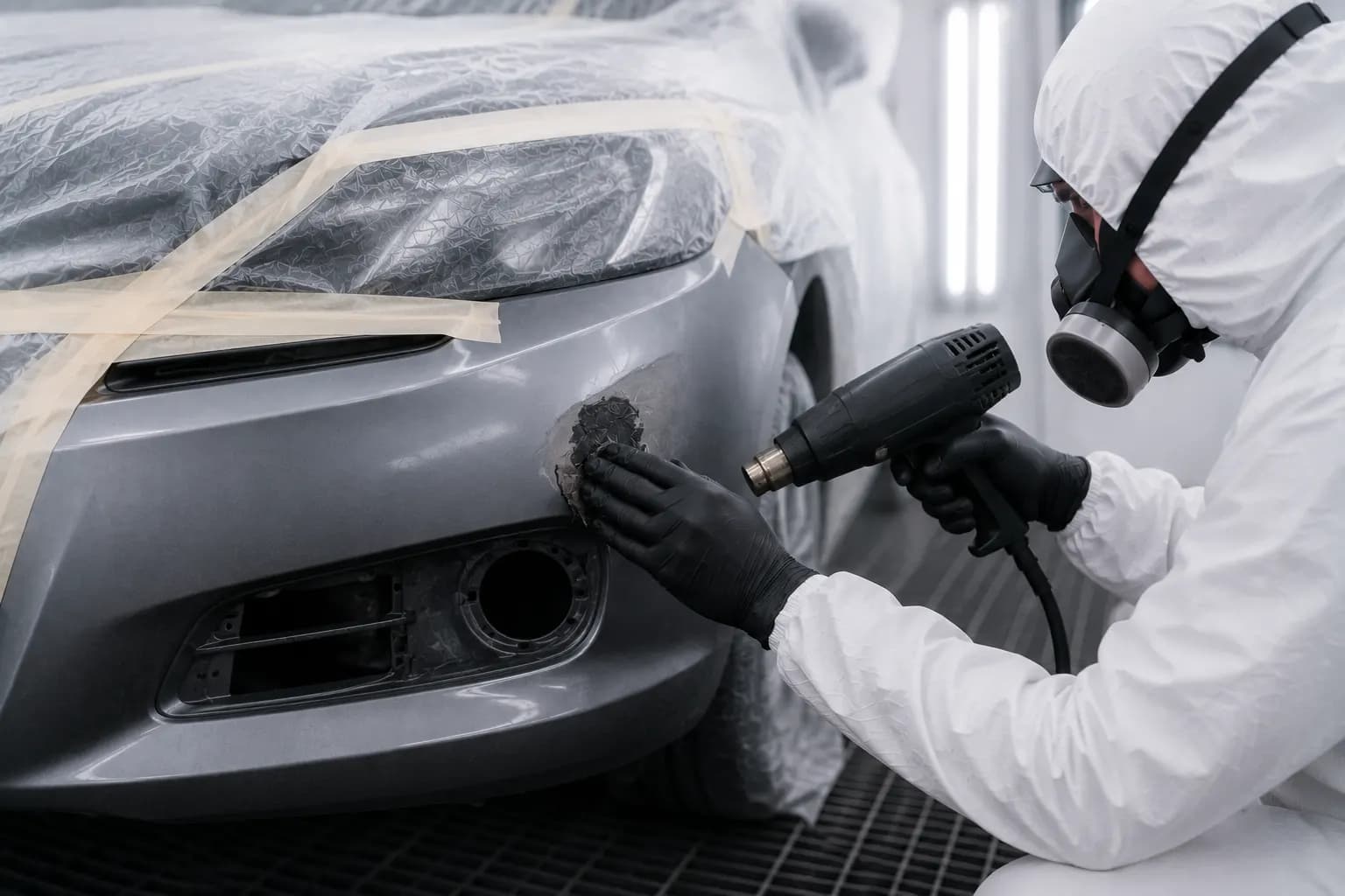 Восстановление пластиковой детали кузова автомобиля с ремонтом трещины и крепления