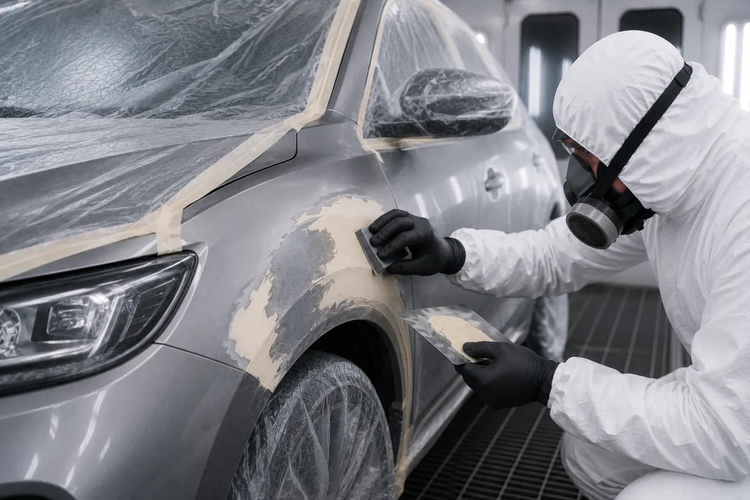 Восстановление и покраска повреждённого крыла автомобиля после кузовного ремонта