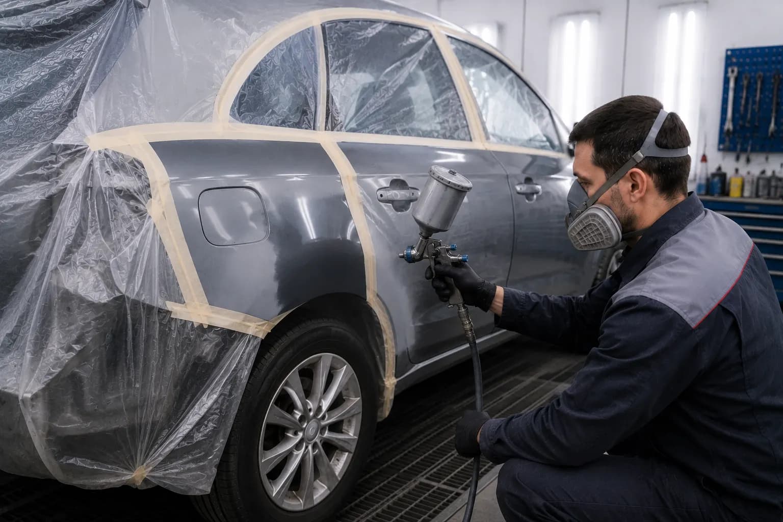 Подготовка участка кузова автомобиля к локальной покраске в Автосервисе ВИСТ