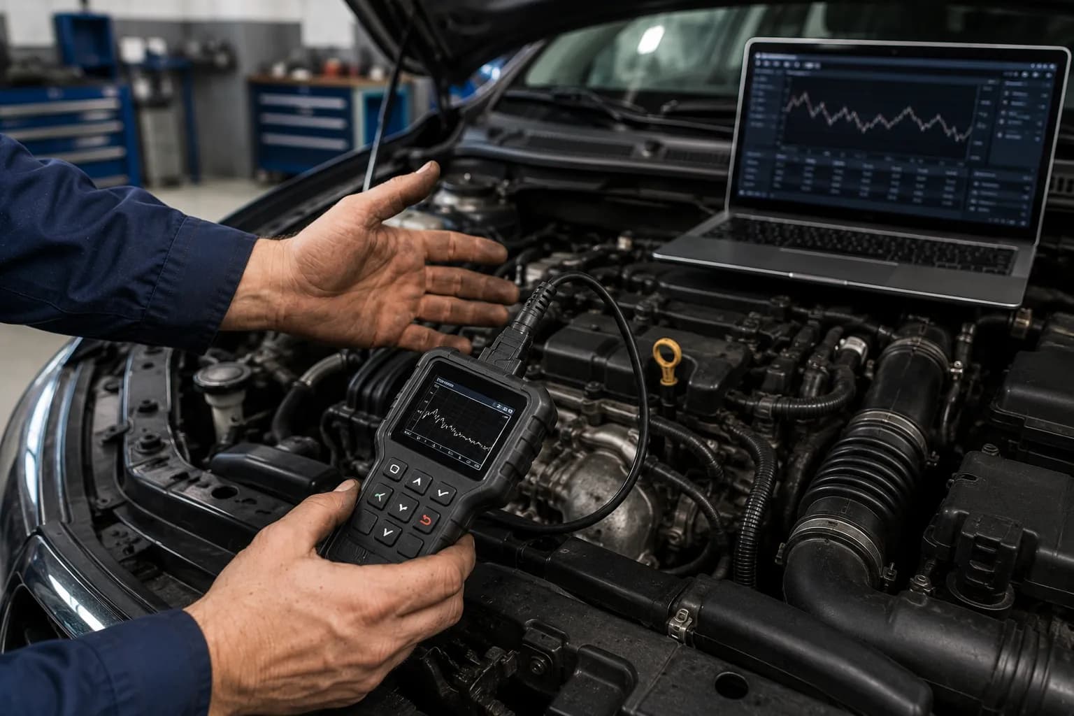Панель приборов автомобиля с горящим индикатором Check Engine