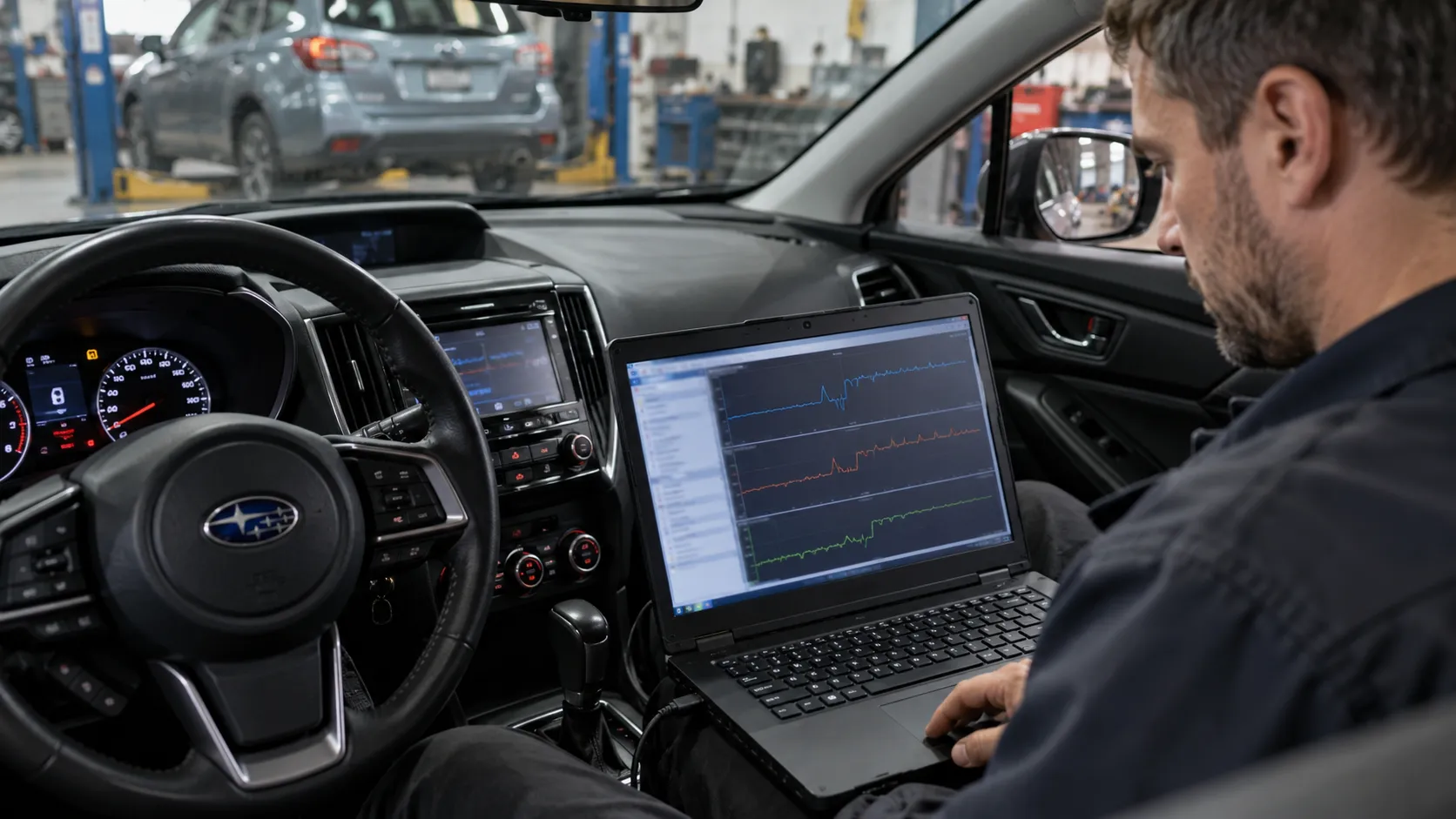 Просмотр диагностических графиков в салоне Subaru