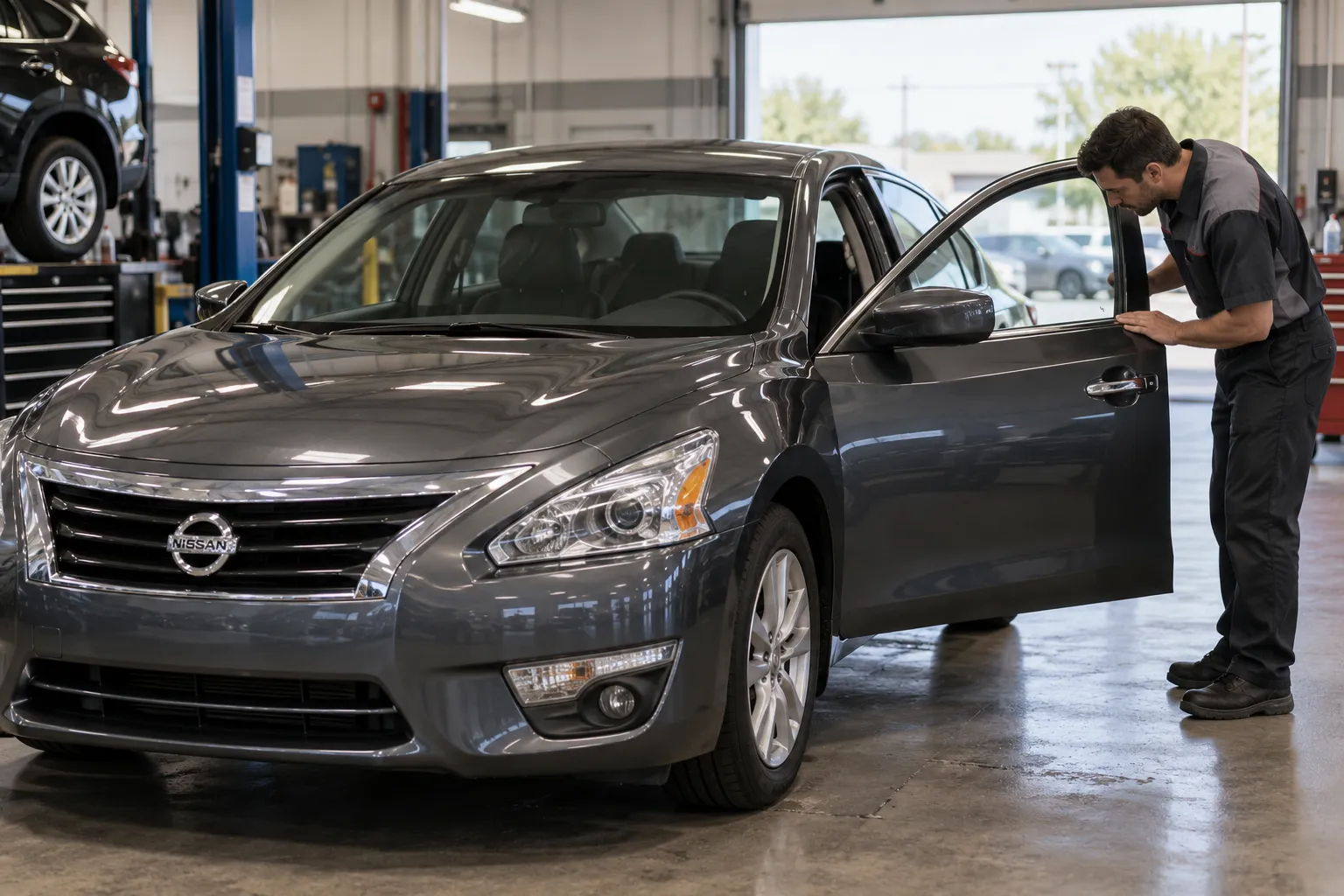 Осмотр водительской двери Nissan Altima