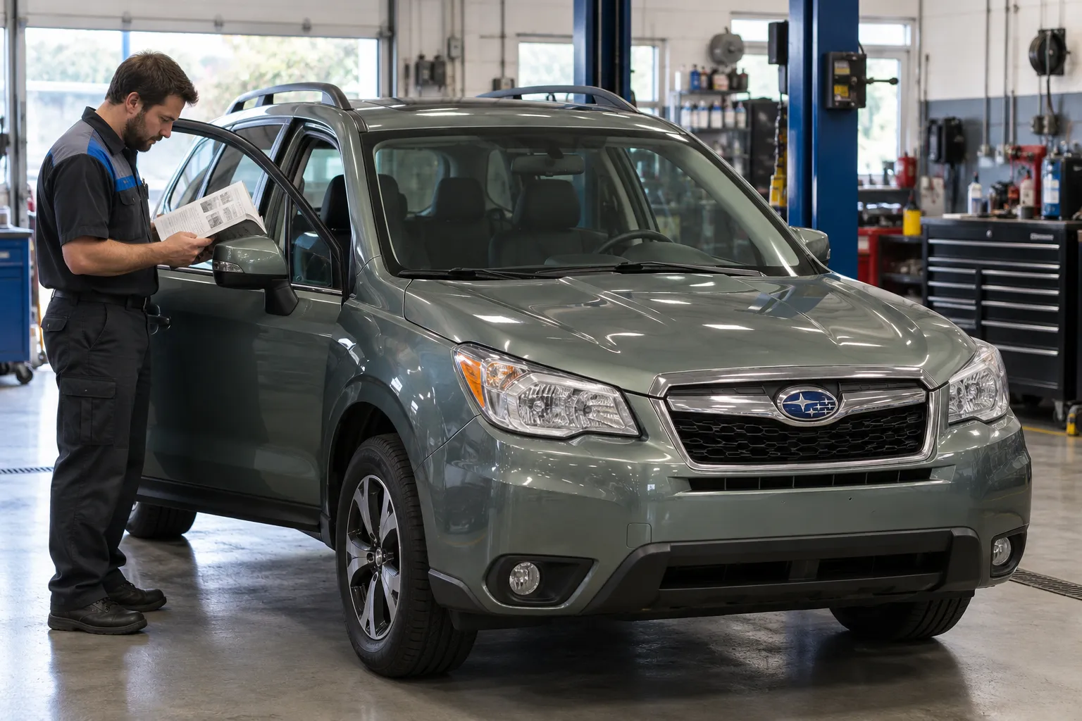 Subaru Forester перед проверкой электрических цепей стоп-сигналов