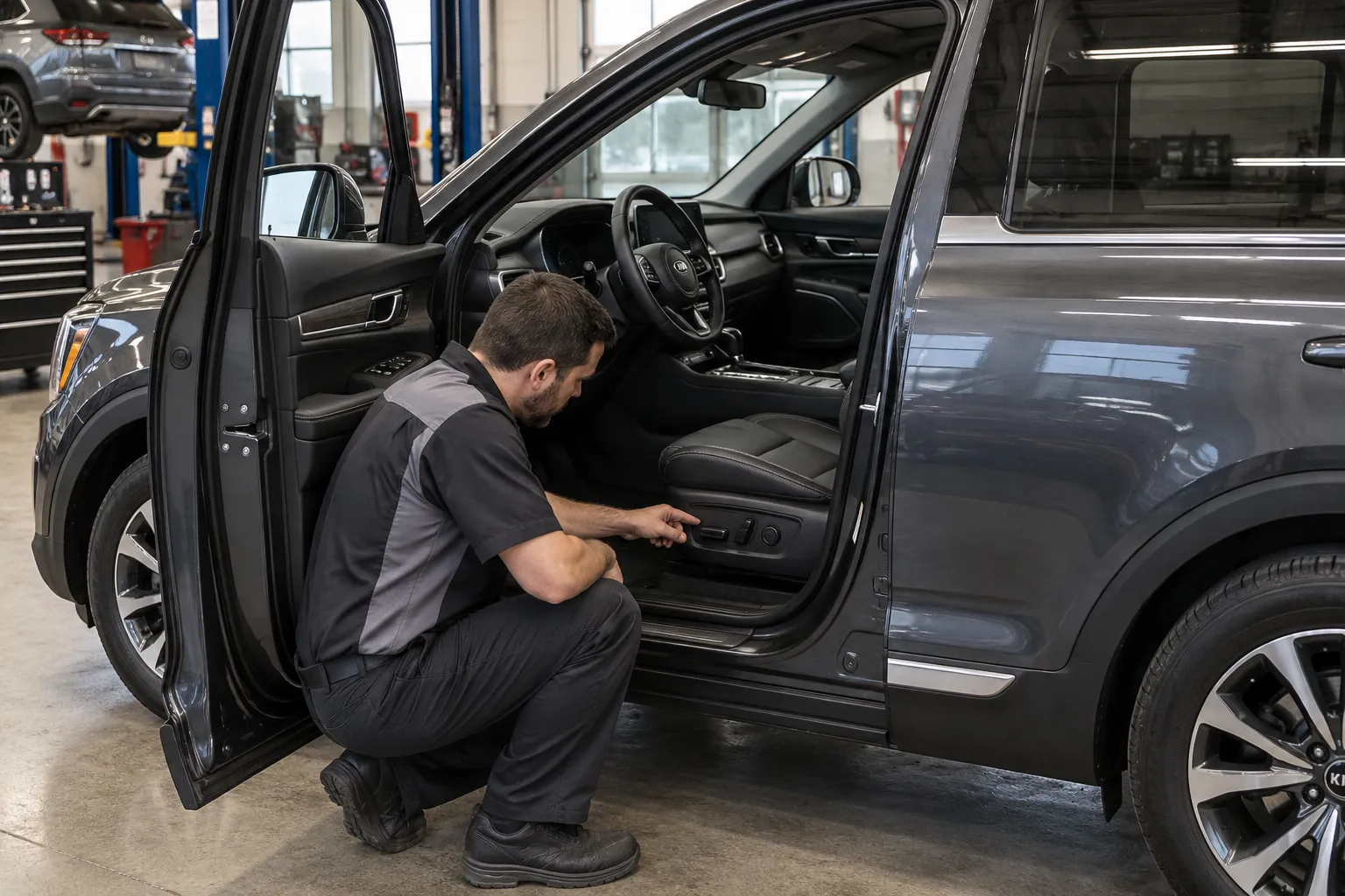 Осмотр переключателей регулировки водительского сиденья Kia Telluride