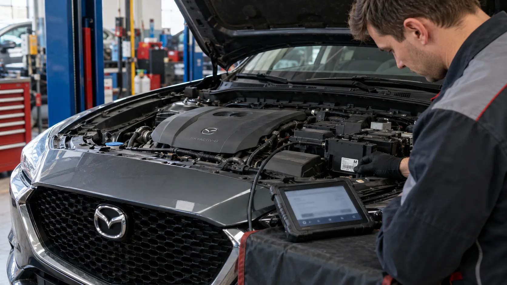 Проверка электрического оборудования Mazda с диагностическим планшетом