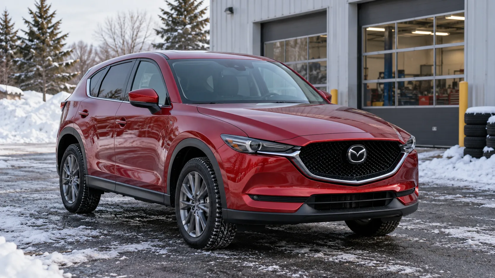 Mazda CX-5 на зимней стоянке у сервиса