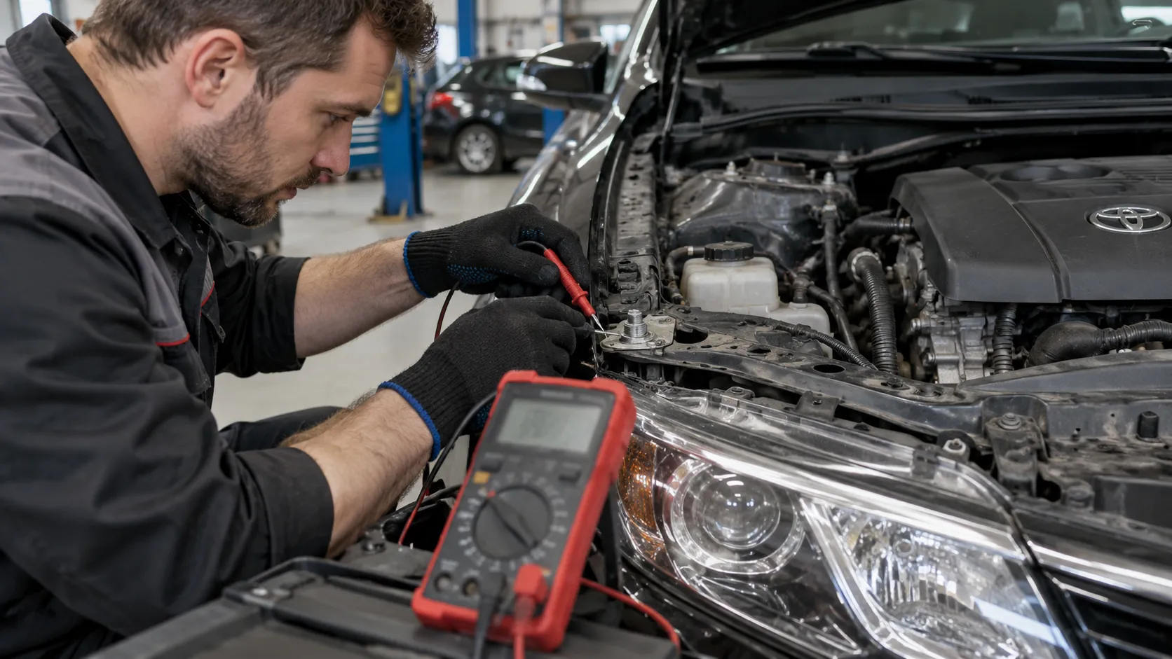 Проверка электрической цепи возле передней фары Toyota Camry