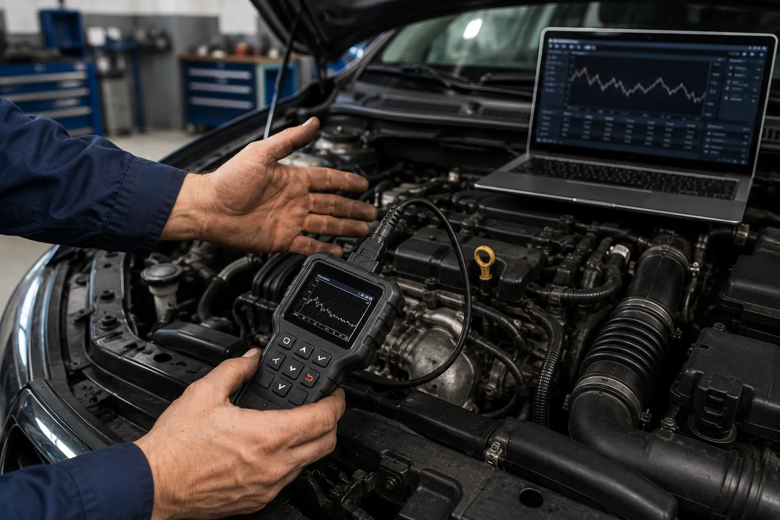 Панель приборов автомобиля с горящим индикатором Check Engine