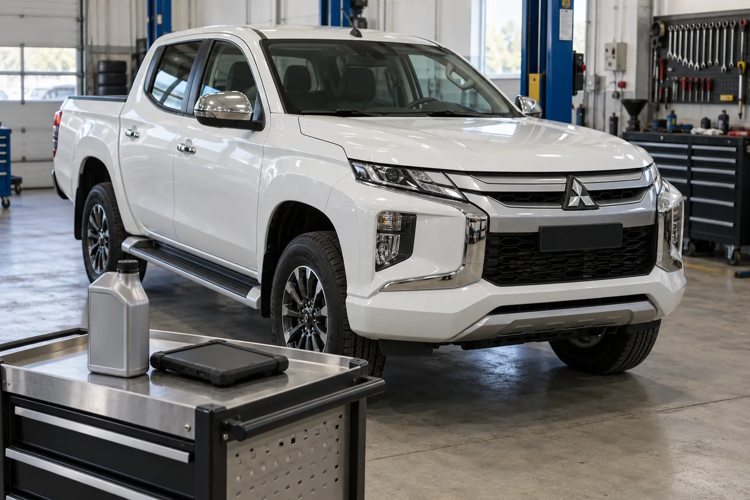 Mitsubishi L200 в боксе для обслуживания АКПП
