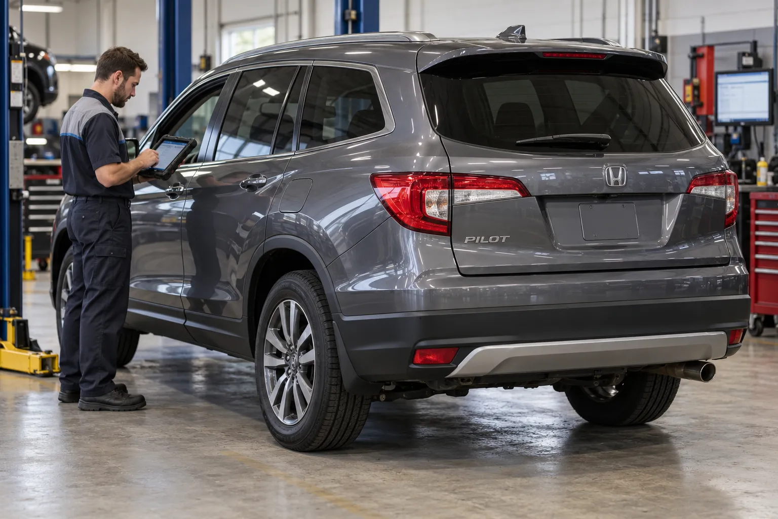 Диагностика Honda Pilot с помощью планшета в мастерской