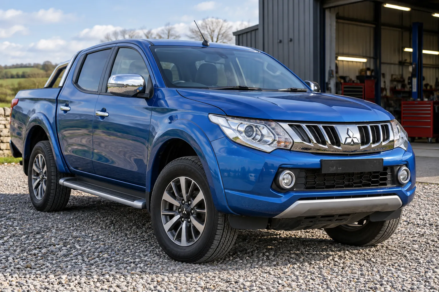 Mitsubishi L200 пятого поколения на гравийной площадке