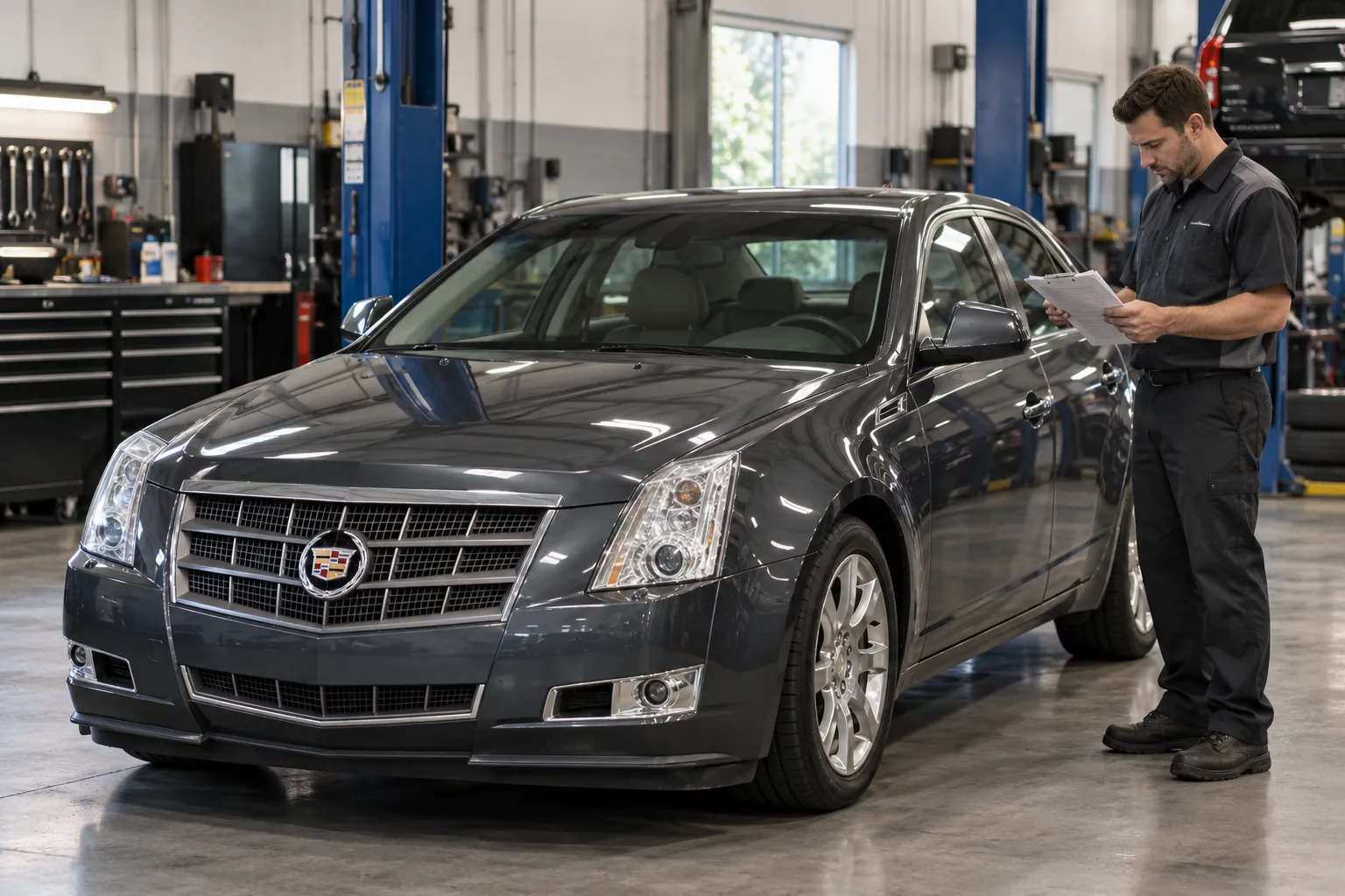 Cadillac CTS перед проверкой оборудования омывателя
