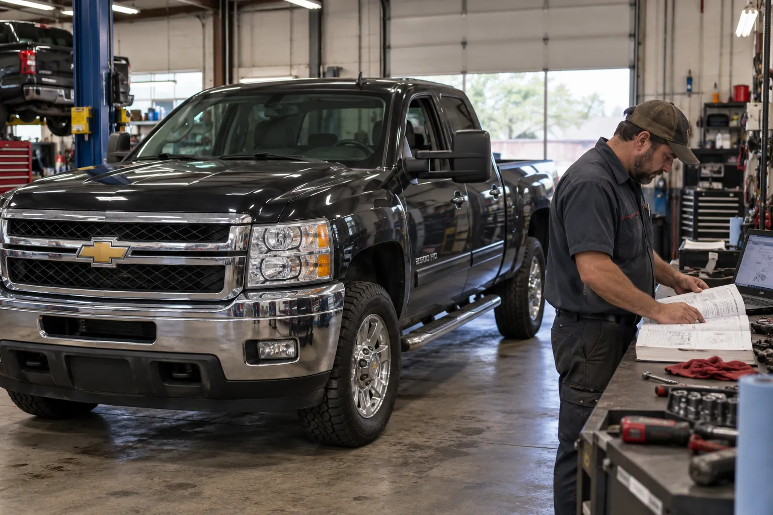 Chevrolet Silverado HD перед обслуживанием трансмиссии