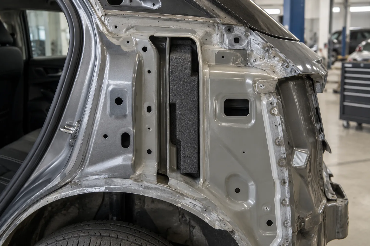 Штатная формованная вставка в открытой полости автомобильного кузова