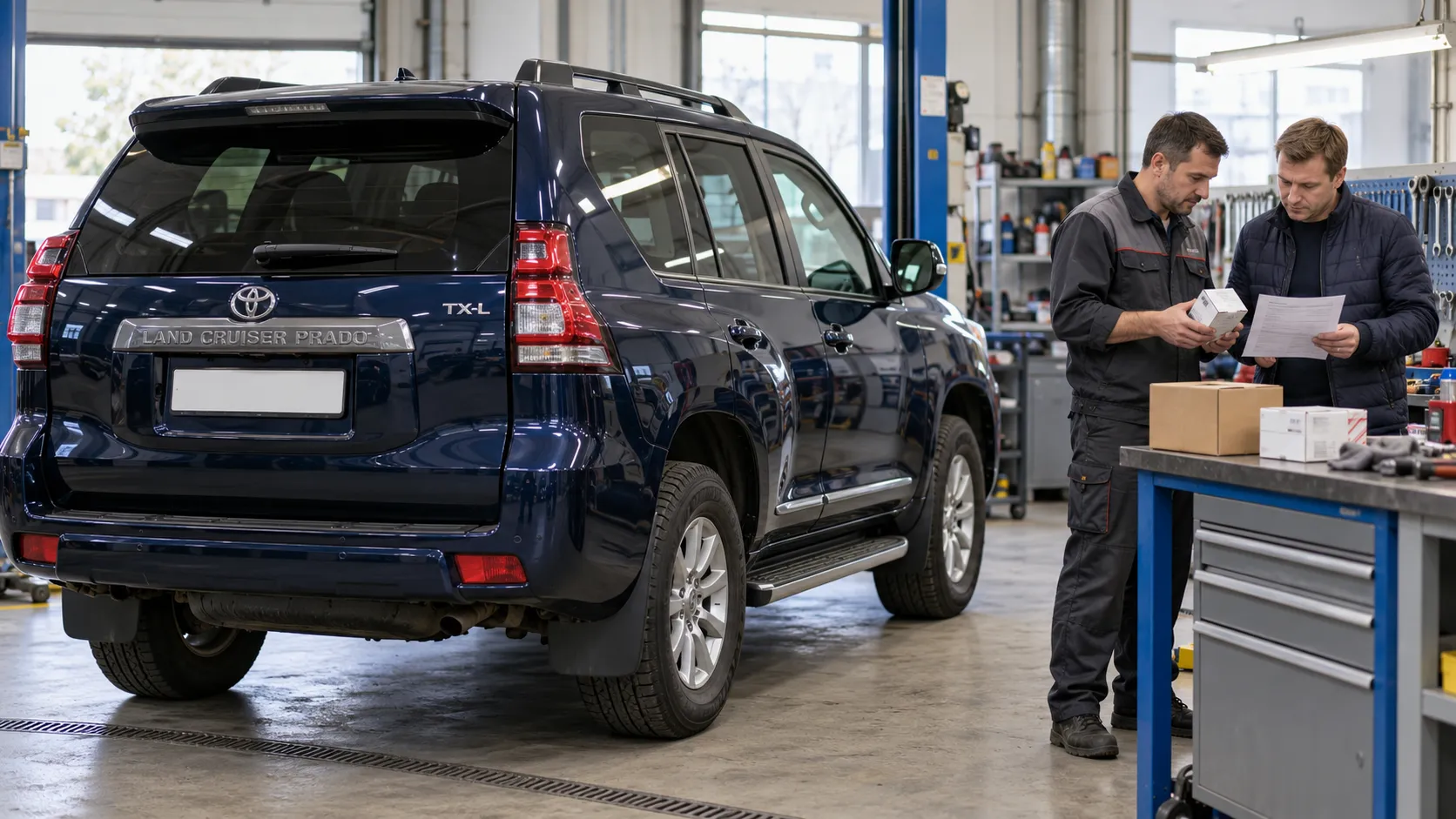 Проверка документов и упаковки фильтра при обслуживании Toyota Land Cruiser Prado 150