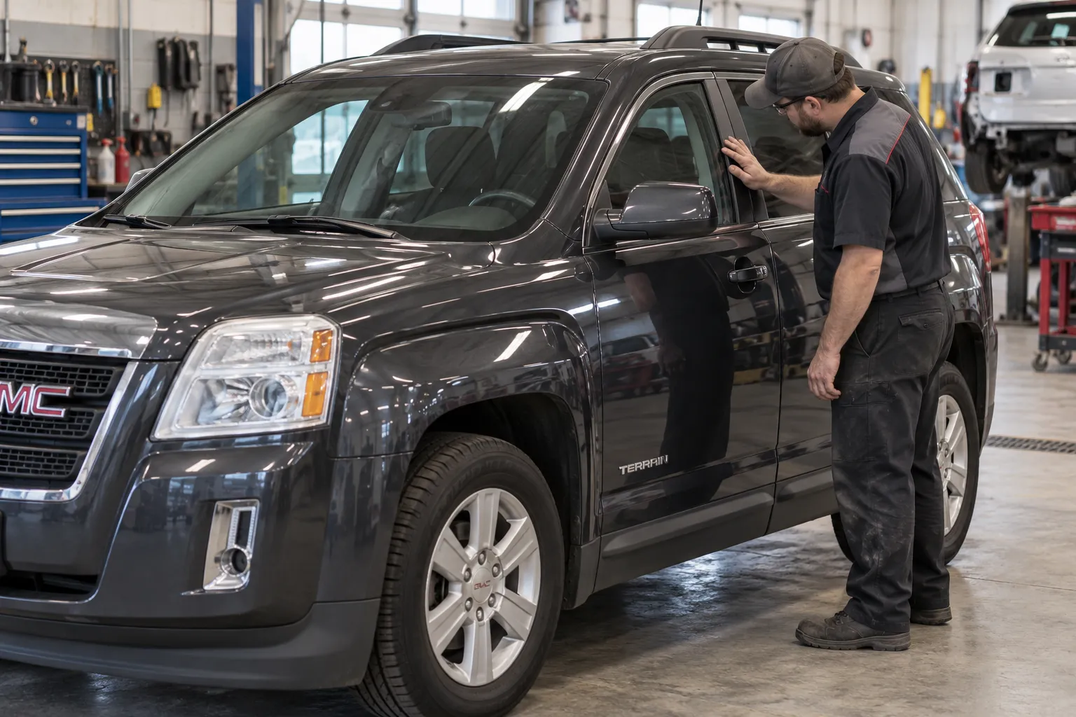 Осмотр зоны средней стойки GMC Terrain