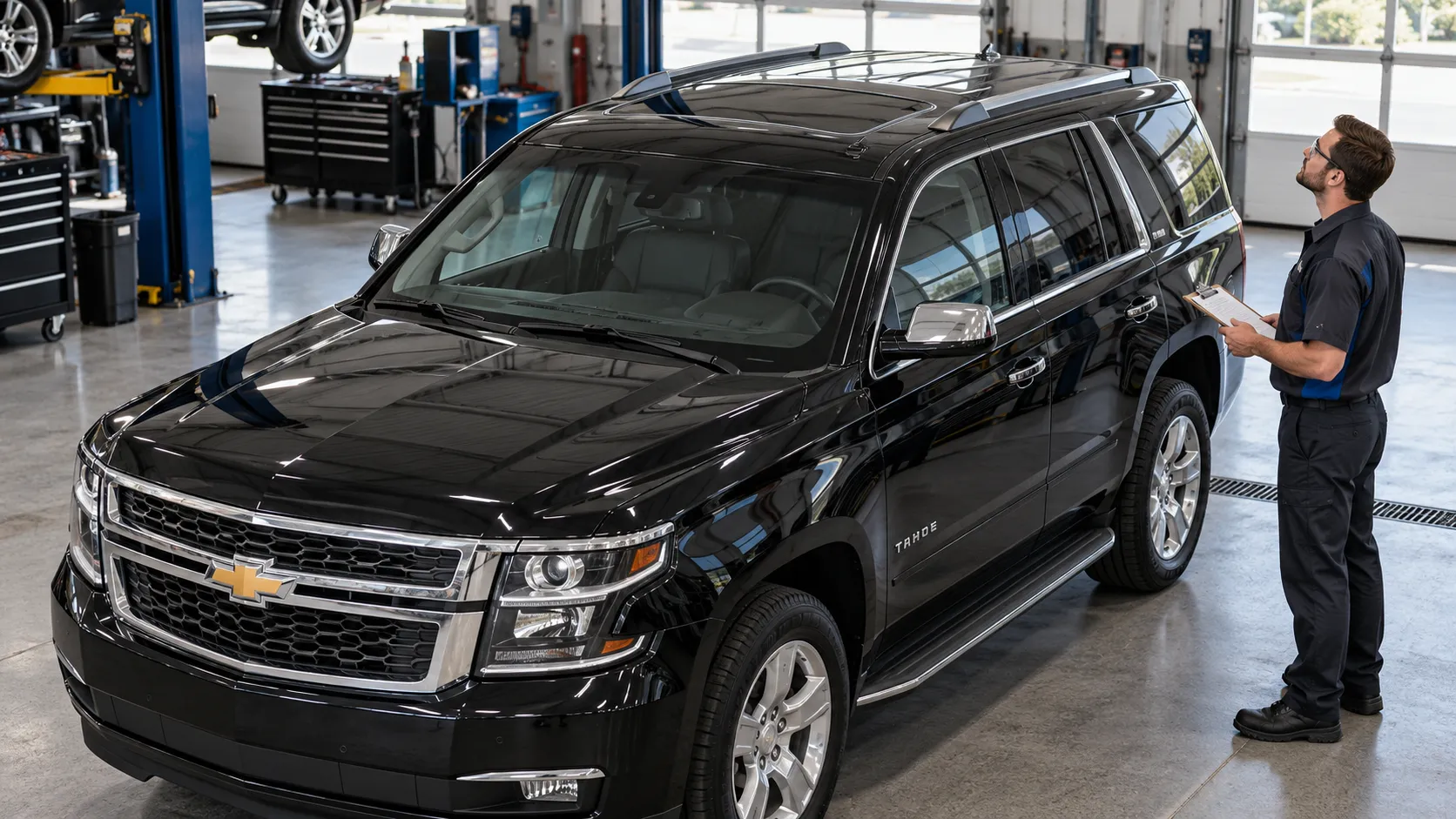 Осмотр крыши и закрытого люка Chevrolet Tahoe четвёртого поколения