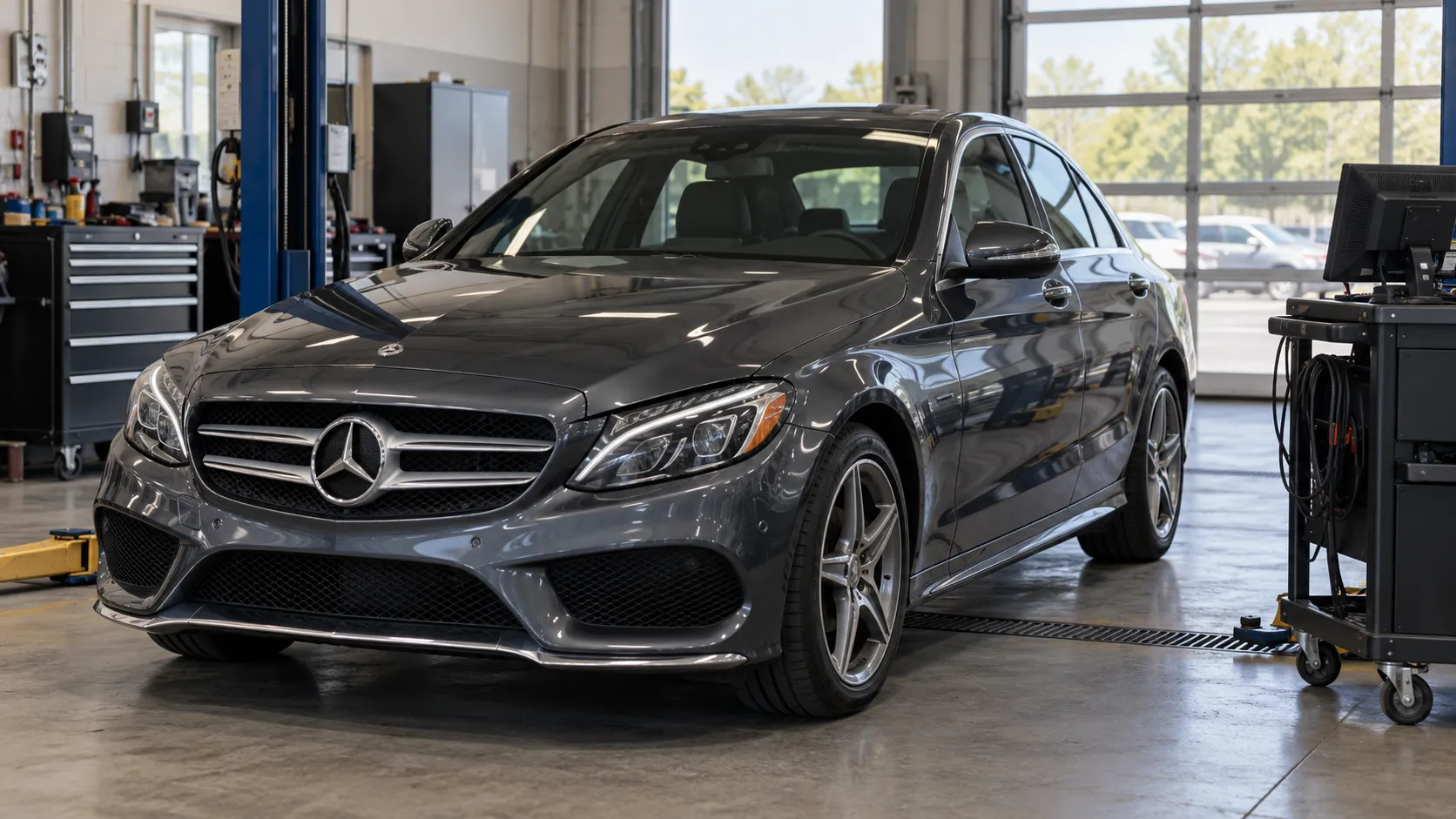 Mercedes-Benz C300 W205 у сервисного поста