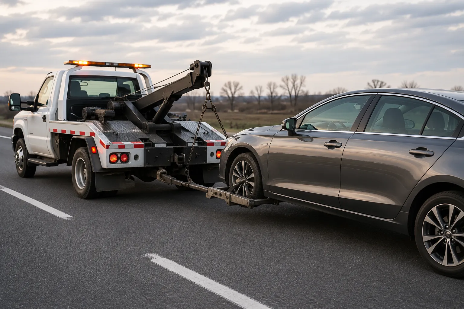 Автомобиль с автоматической коробкой передач, подготовленный к безопасной перевозке на эвакуаторе
