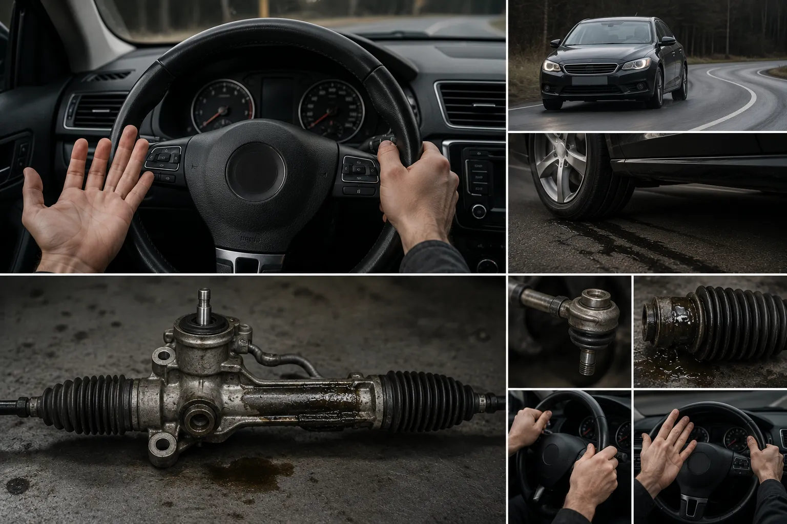 Проверка рулевой рейки автомобиля на подъёмнике в автосервисе