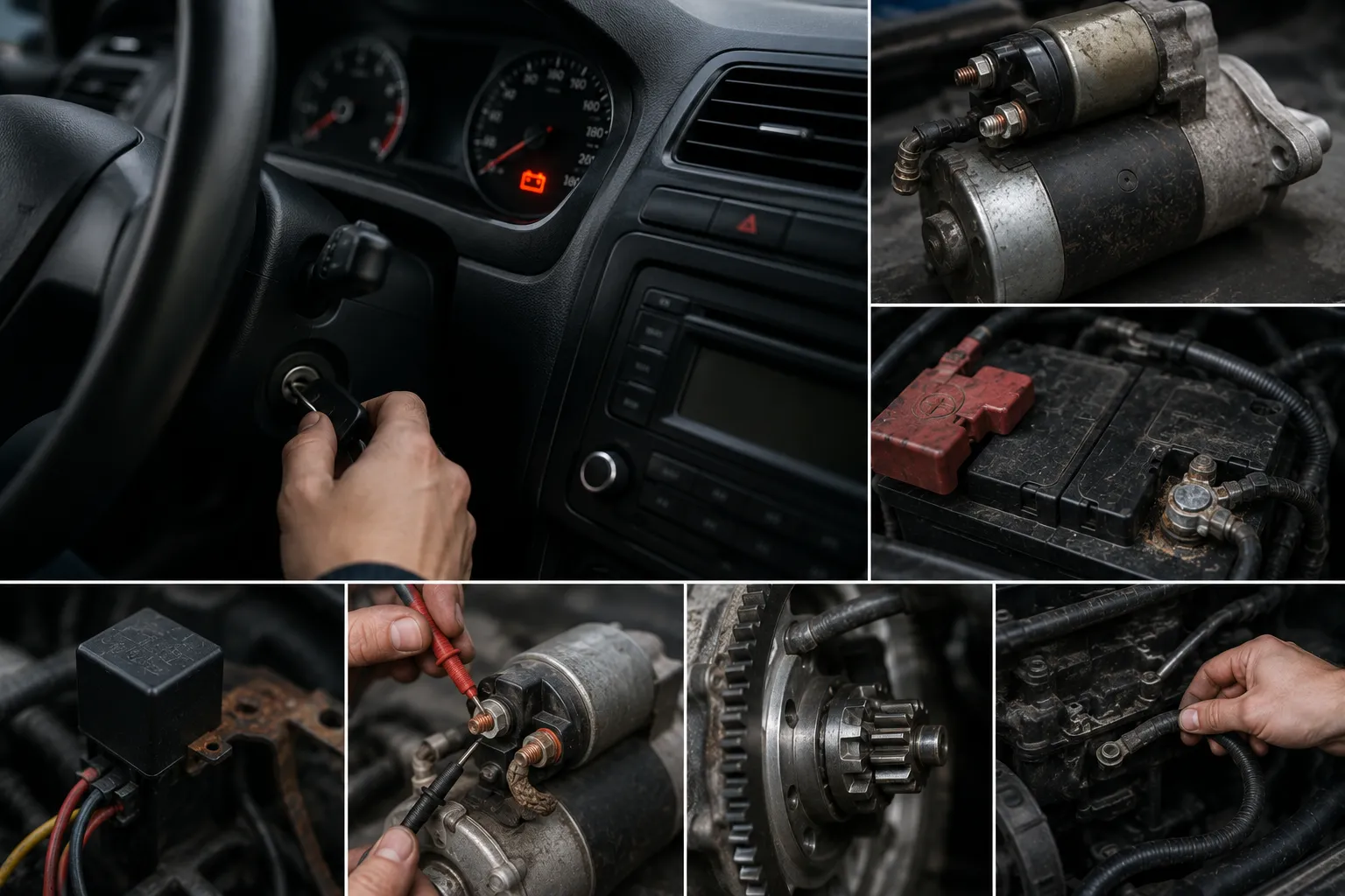 Стартер автомобиля щелкает при попытке запуска двигателя