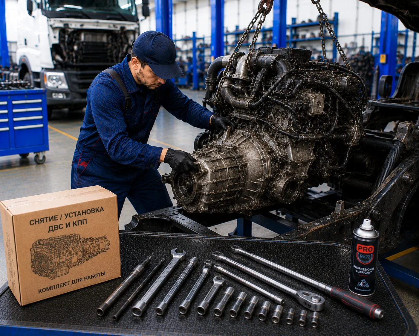 Установка двигателя и коробки передач на грузовой автомобиль в Домодедово