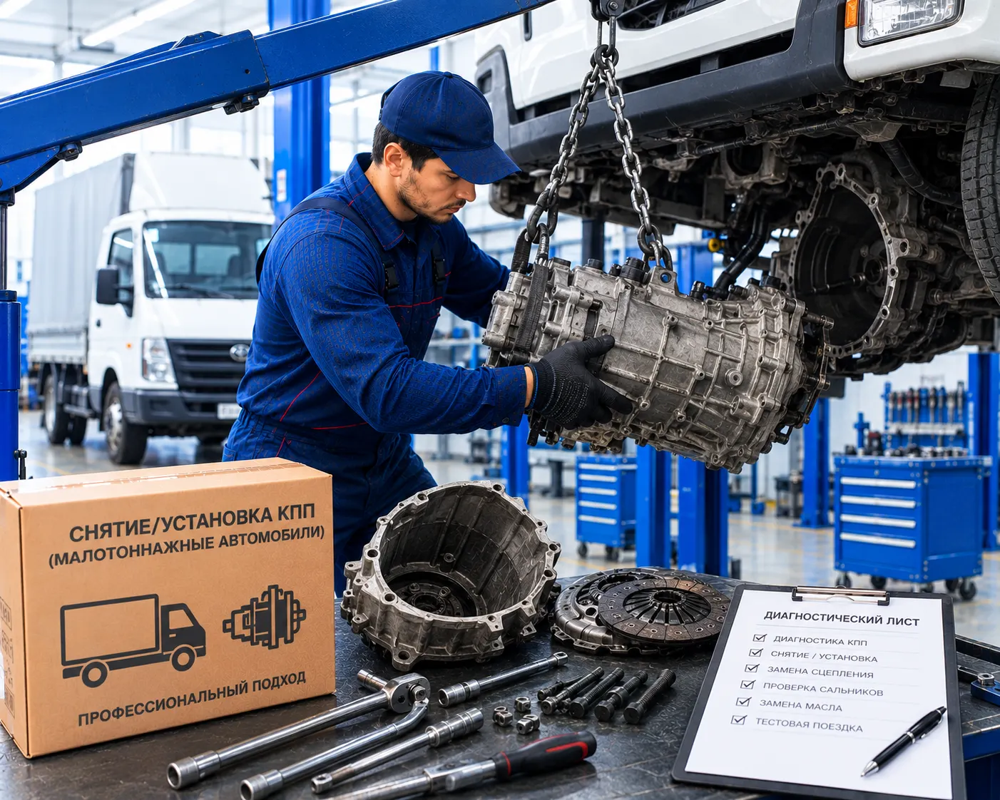 Установка и проверка КПП малотоннажного автомобиля в Домодедово